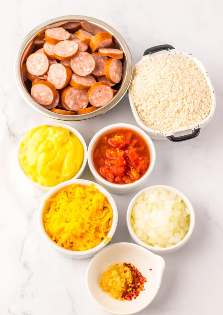 One Pot Cheesy Sausage Rice
