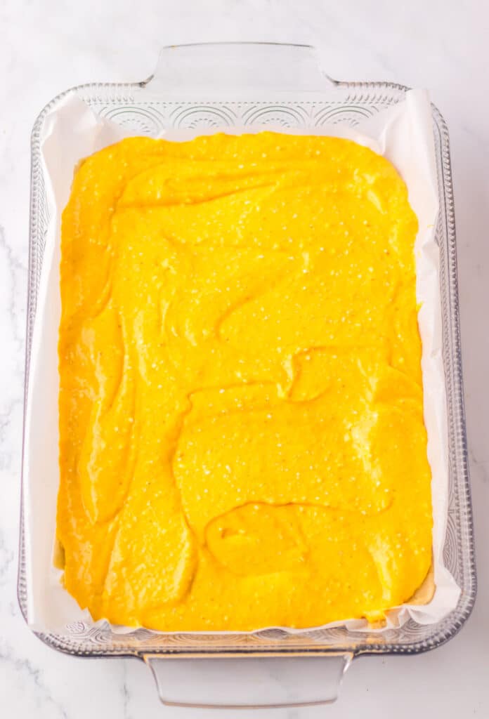 Pumpkin Cheesecake Snickerdoodle Bars filling