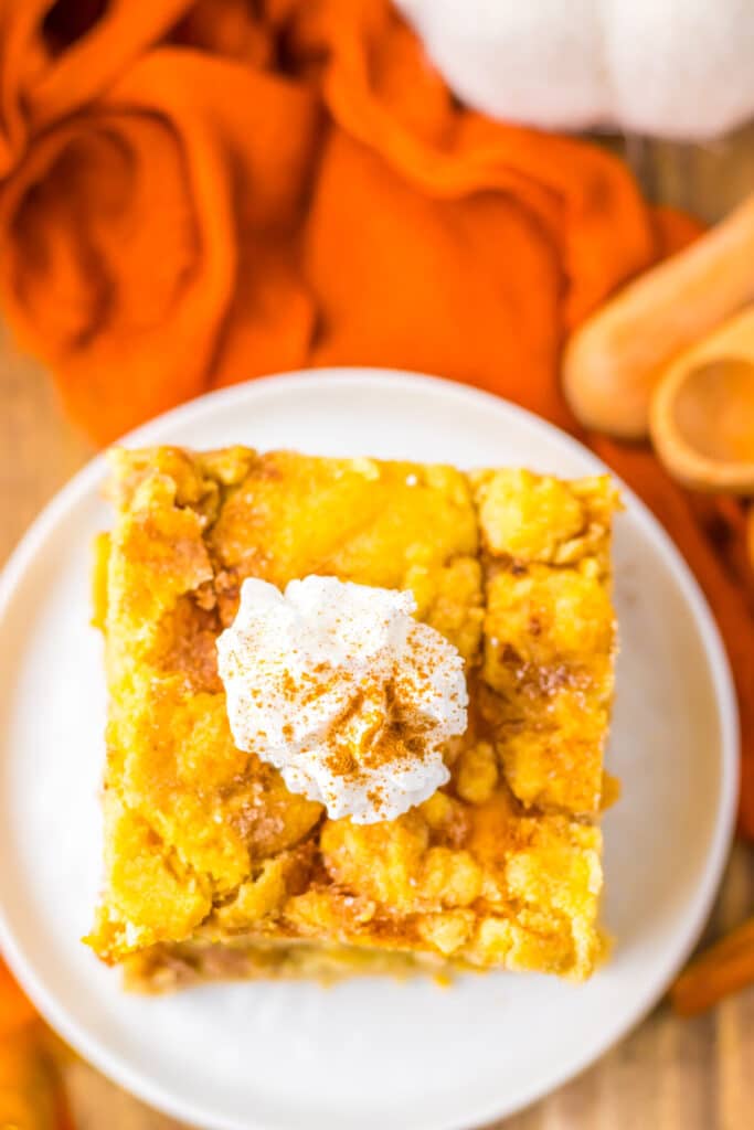 Pumpkin Cheesecake Snickerdoodle Bars plated