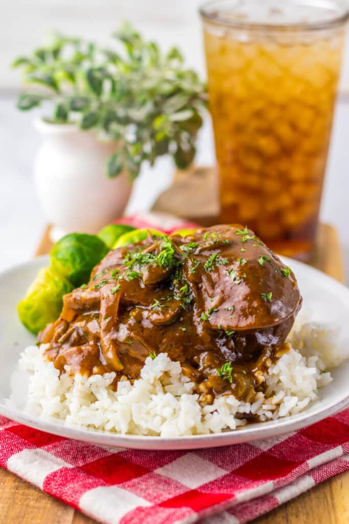 Slow Cooker Smothered Steak plated