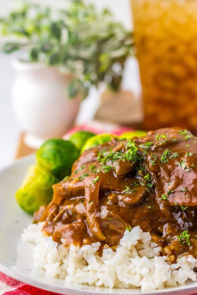 Slow Cooker Smothered Steak plated