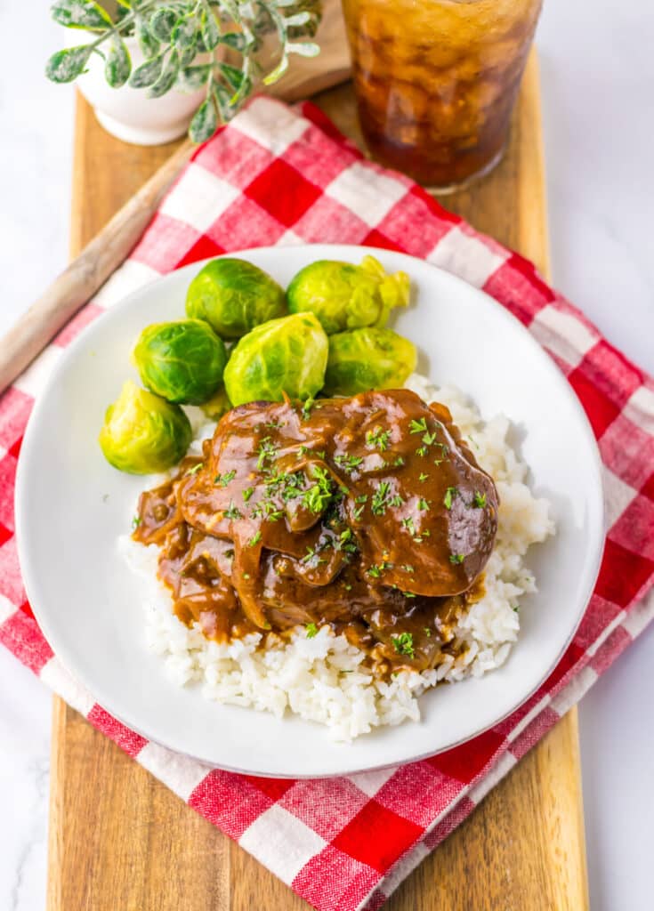Slow Cooker Smothered Steak plated