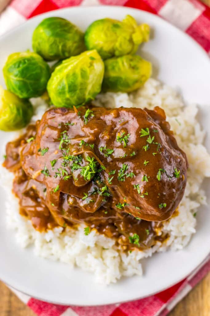 Slow Cooker Smothered Steak plated