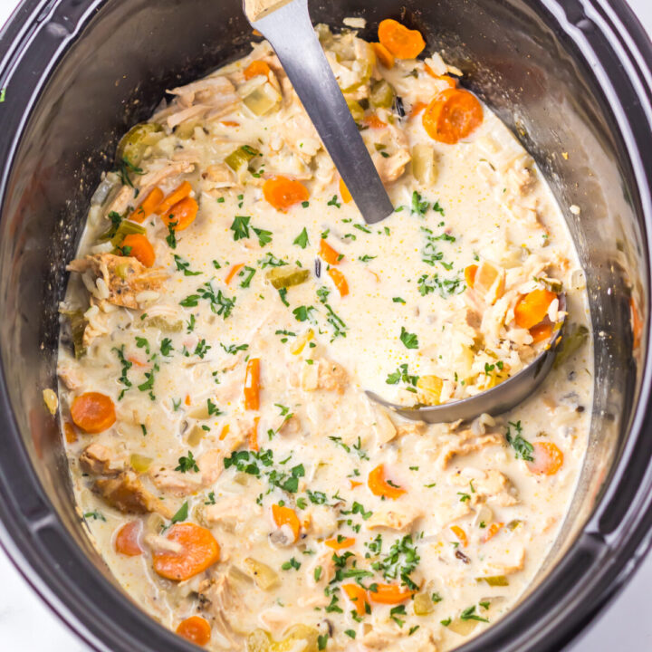 Slow Cooker Turkey and Rice Soup in slow cooker