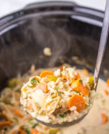 Slow Cooker Turkey and Rice Soup in slow cooker