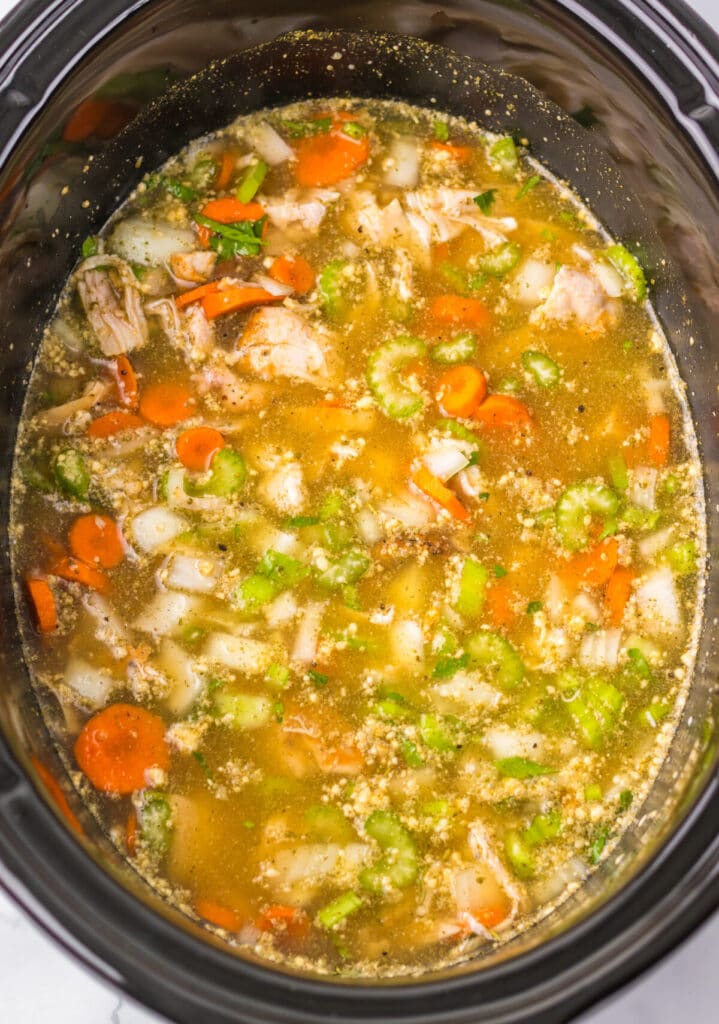 Slow Cooker Turkey and Rice Soup in slow cooker