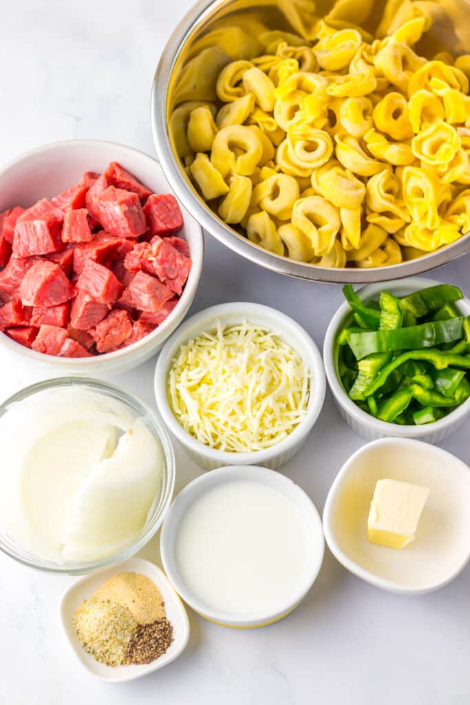 One Pot Cheesesteak Tortellini