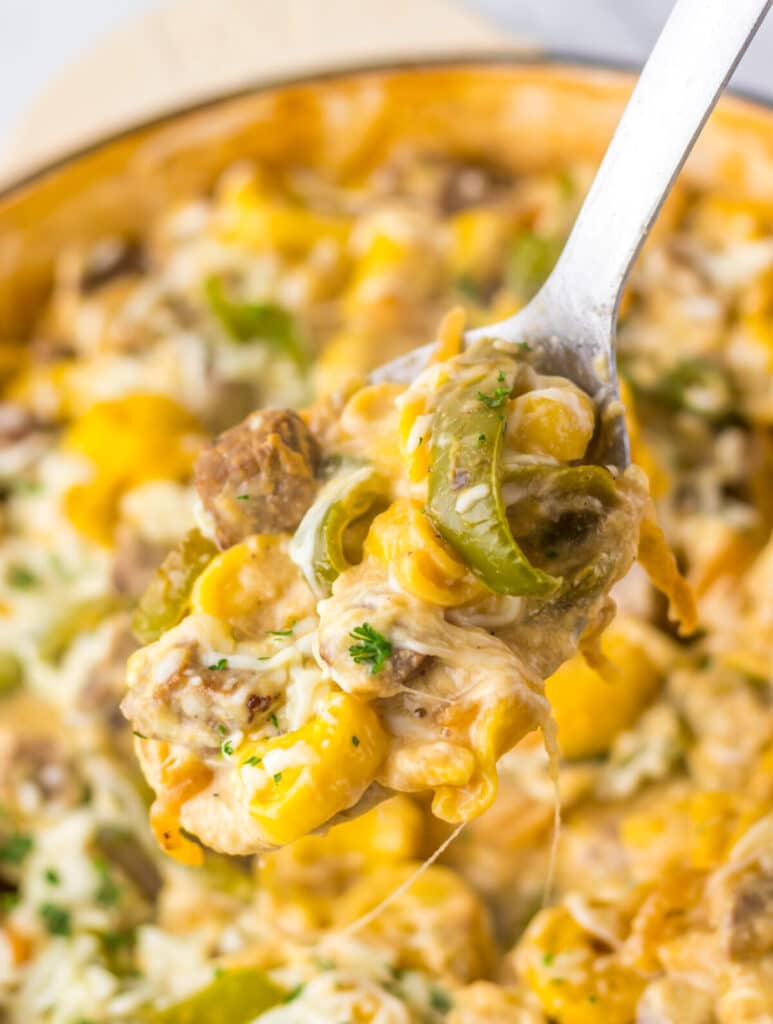 One Pot Cheesesteak Tortellini