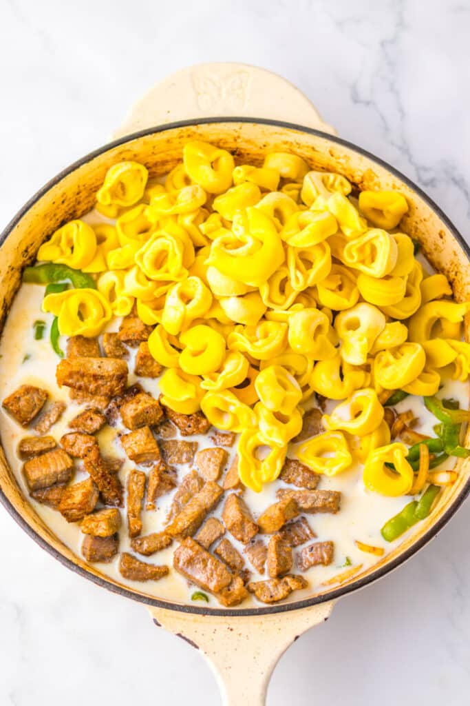 One Pot Cheesesteak Tortellini