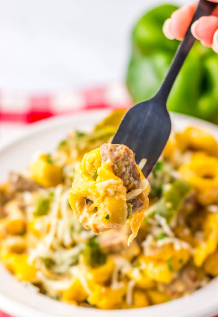 One Pot Cheesesteak Tortellini