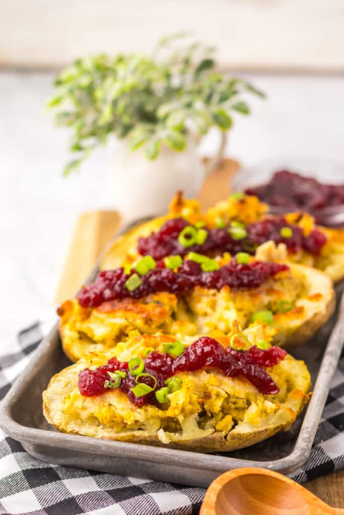 Thanksgiving Stuffed Potato Skins plated