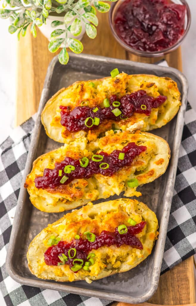 Thanksgiving Stuffed Potato Skins plated