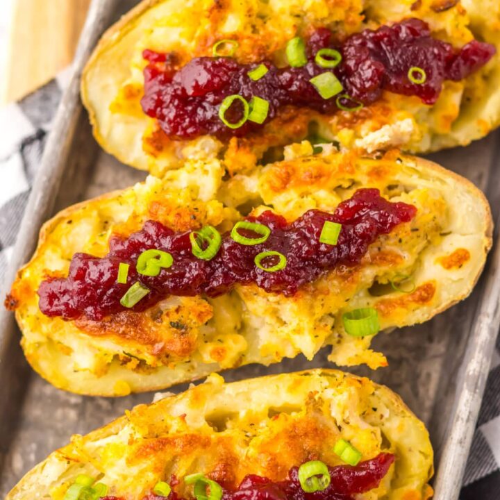 Thanksgiving Stuffed Potato Skins plated