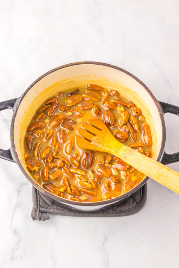 Christmas Pecan Pralines cooking