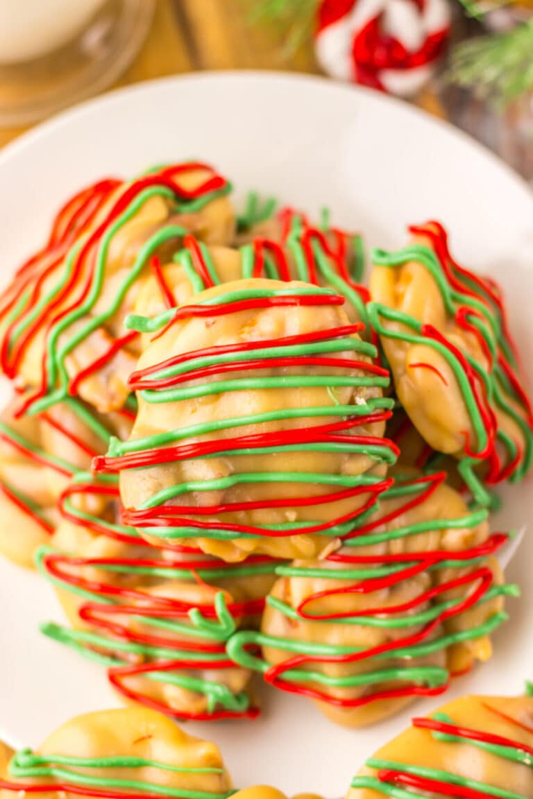Christmas Pecan Pralines plated