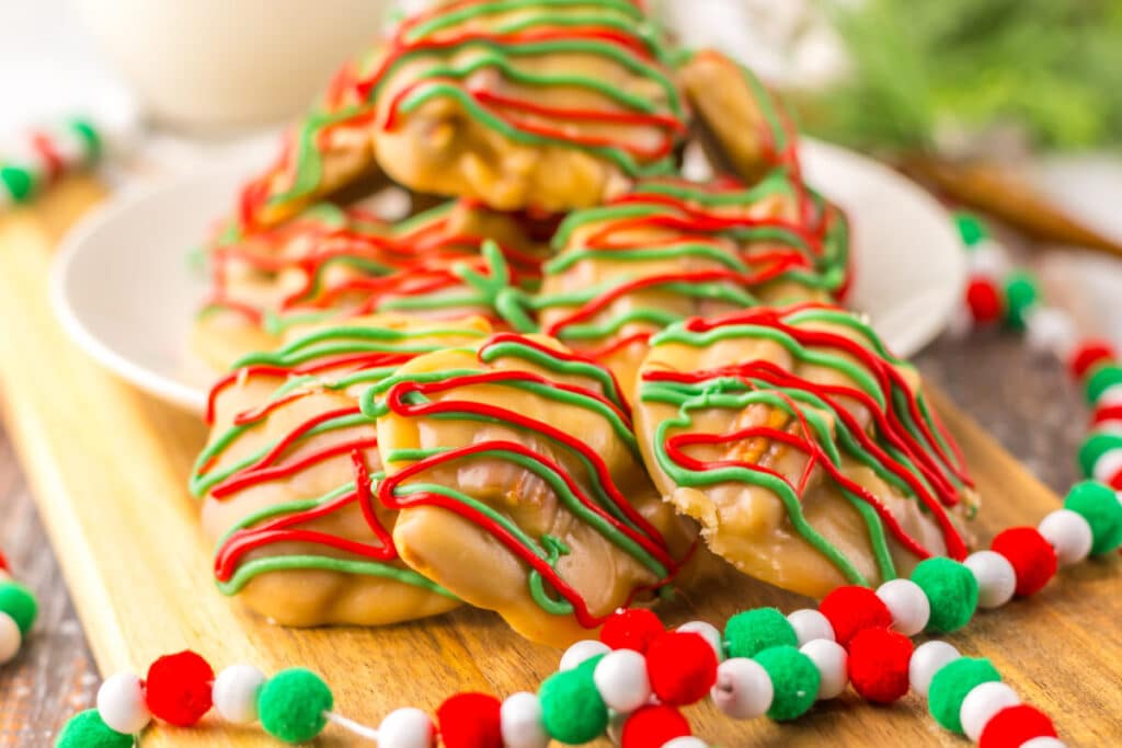 Christmas Pecan Pralines plated