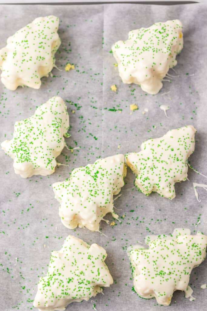 Copycat Christmas Tree Cakes dipped