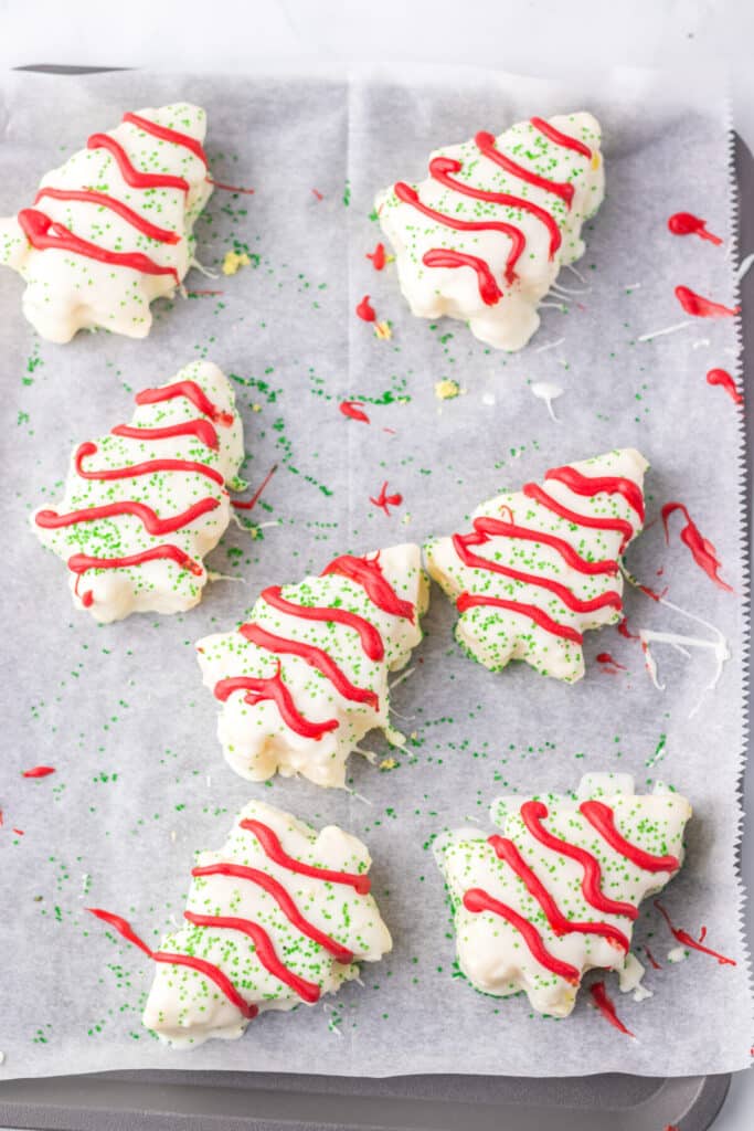 Copycat Christmas Tree Cakes decorated