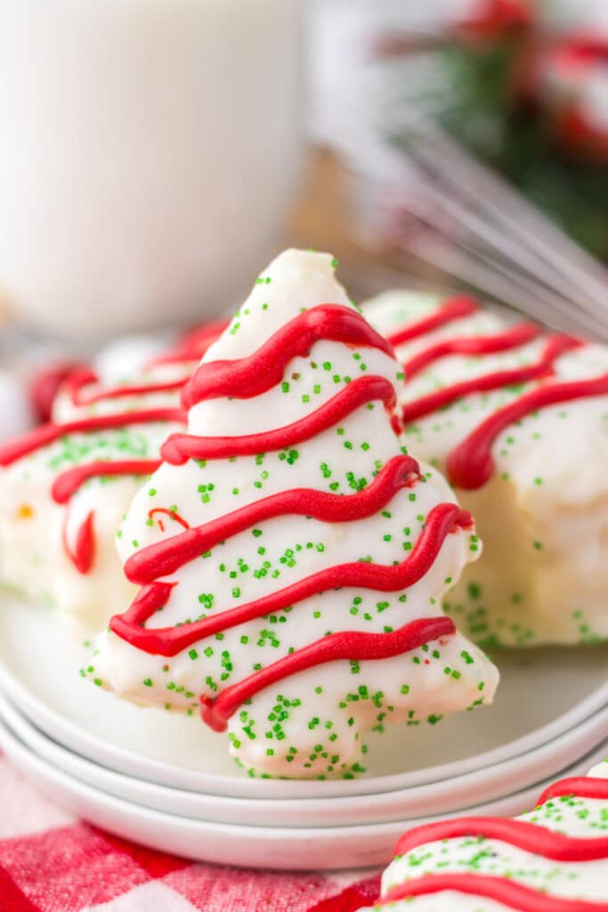 Copycat Christmas Tree Cakes plated