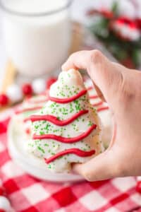 Copycat Christmas Tree Cakes in hand