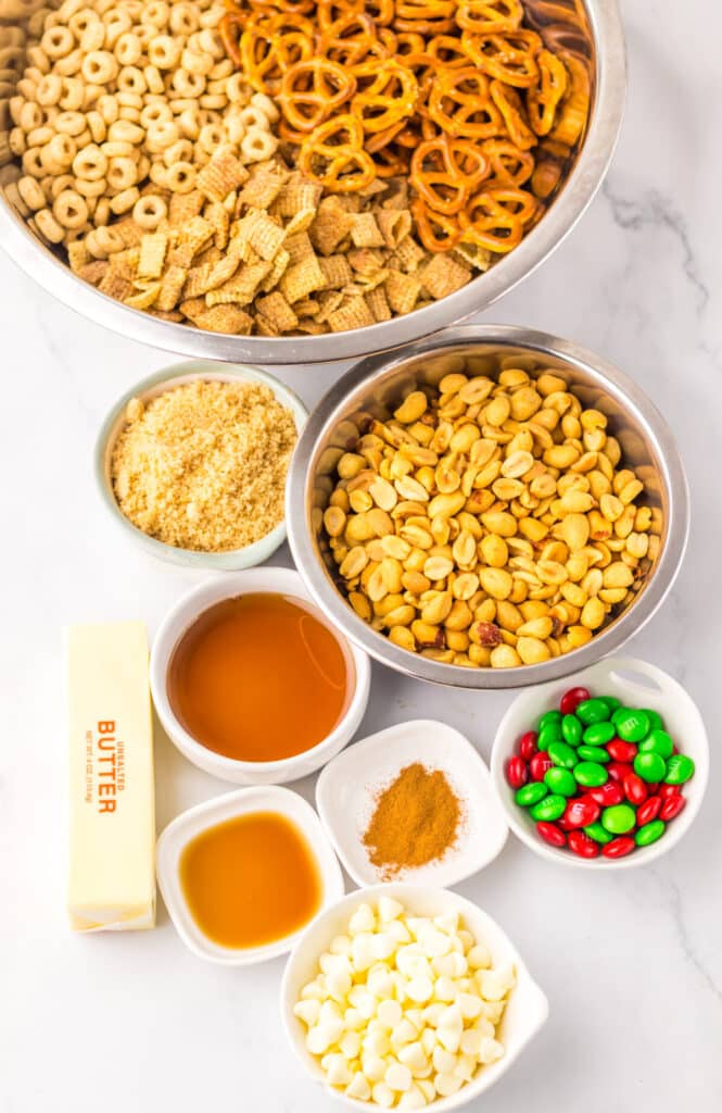 Slow Cooker Christmas Chex Mix ingredients