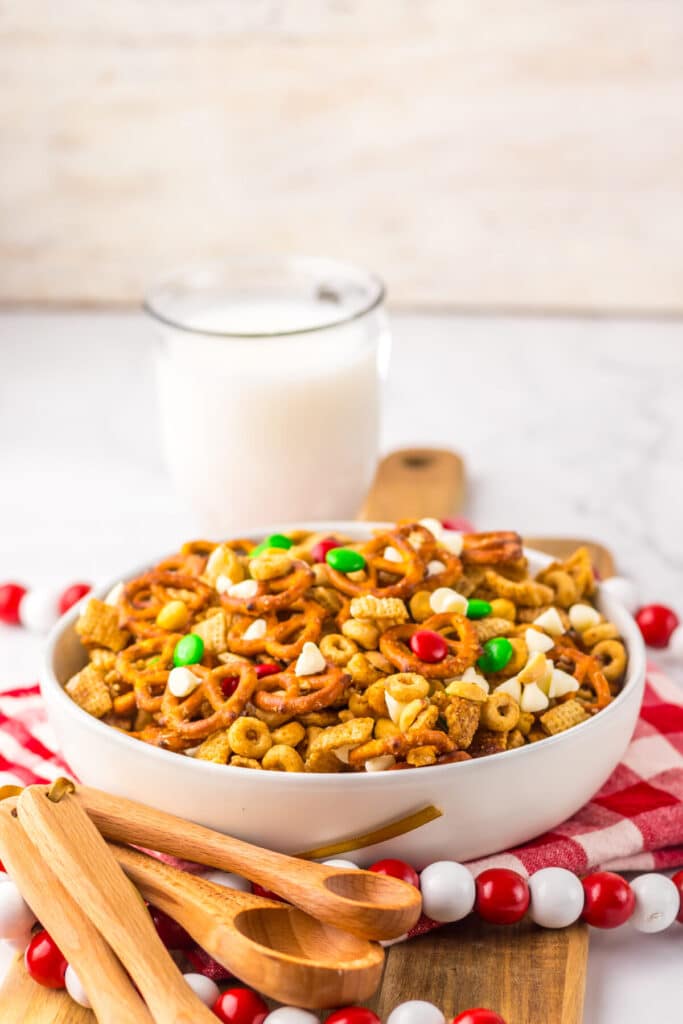 Slow Cooker Christmas Chex Mix in bowl