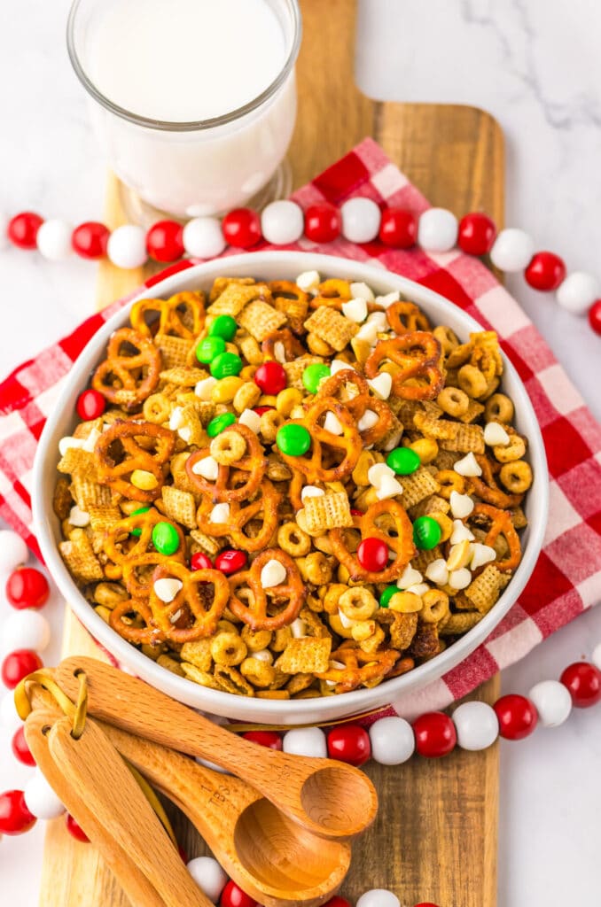 Slow Cooker Christmas Chex Mix in bowl