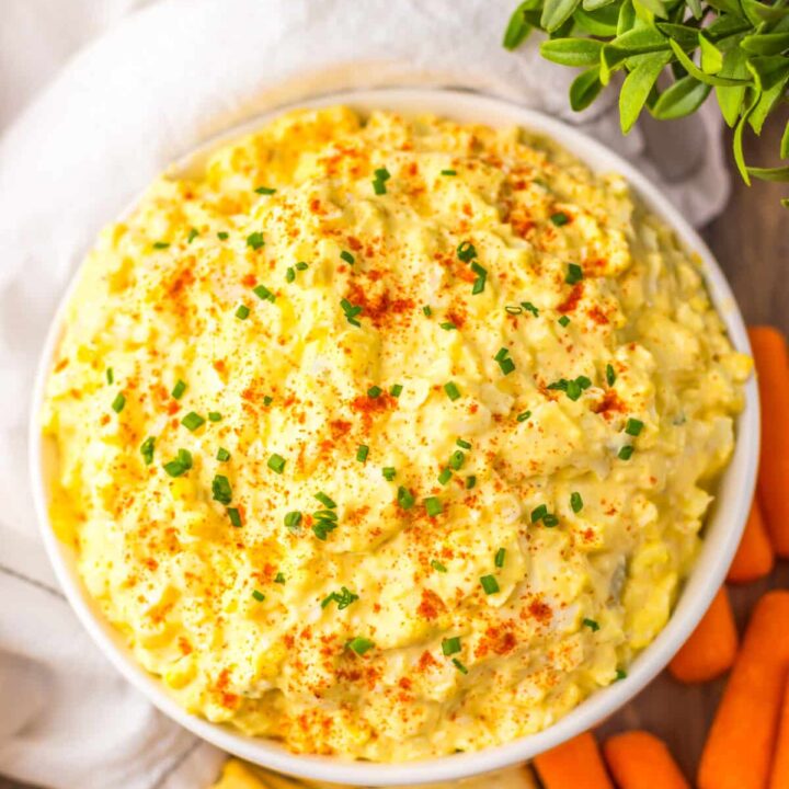Deviled Egg Dip in bowl