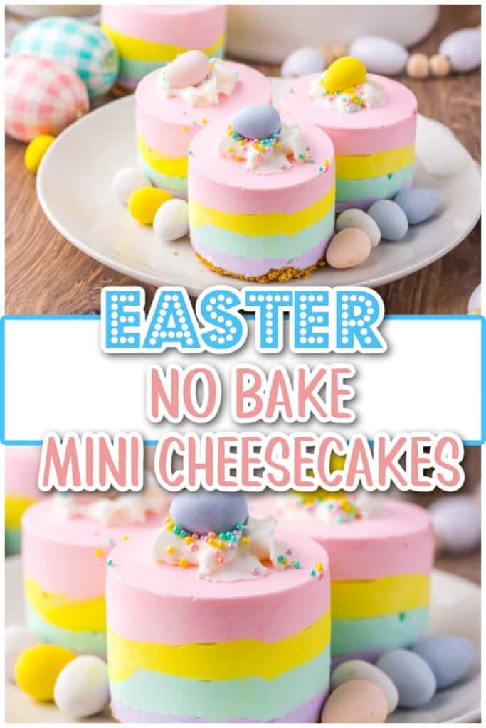 Easter No Bake Mini Cheesecakes pin