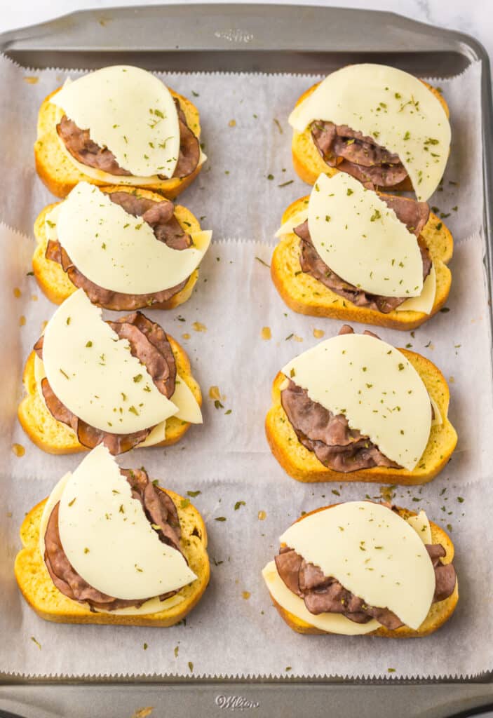 Garlic Bread French Dips ready to bake