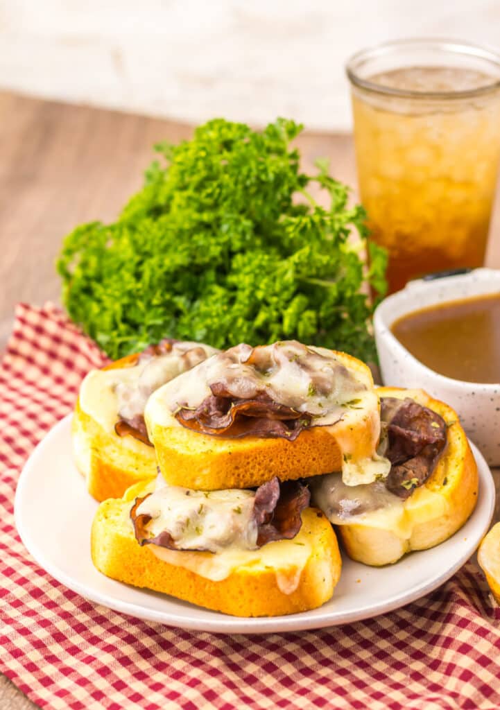Garlic Bread French Dips plated