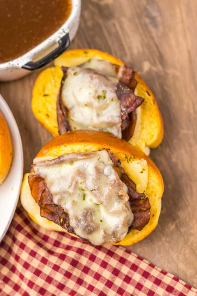 Garlic Bread French Dips plated