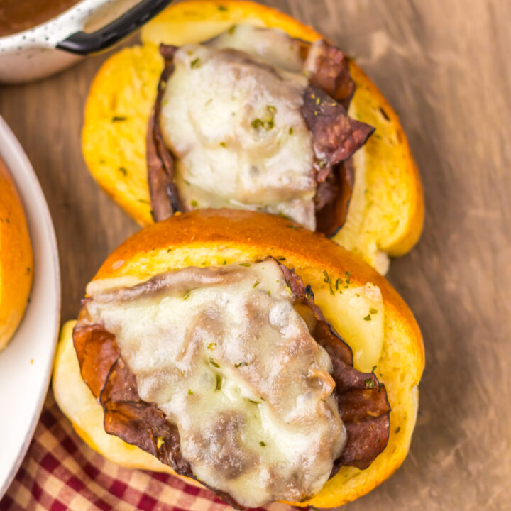 Garlic Bread French Dips plated