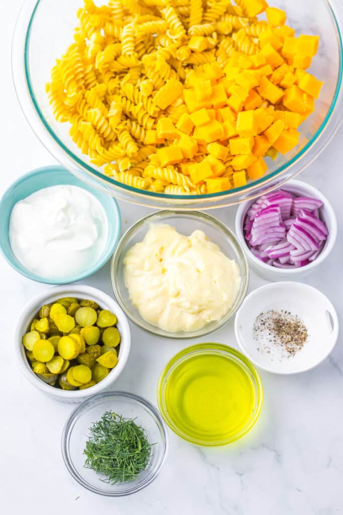 Pickle Pasta Salad ingredients
