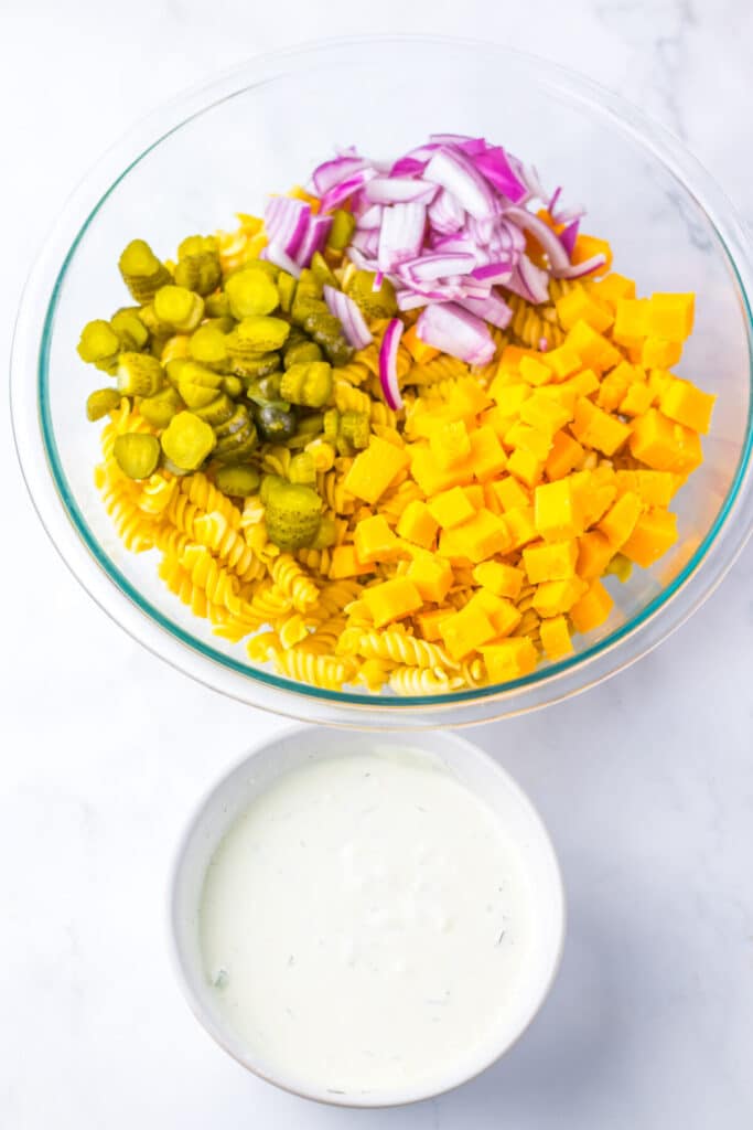 Pickle Pasta Salad ingredients