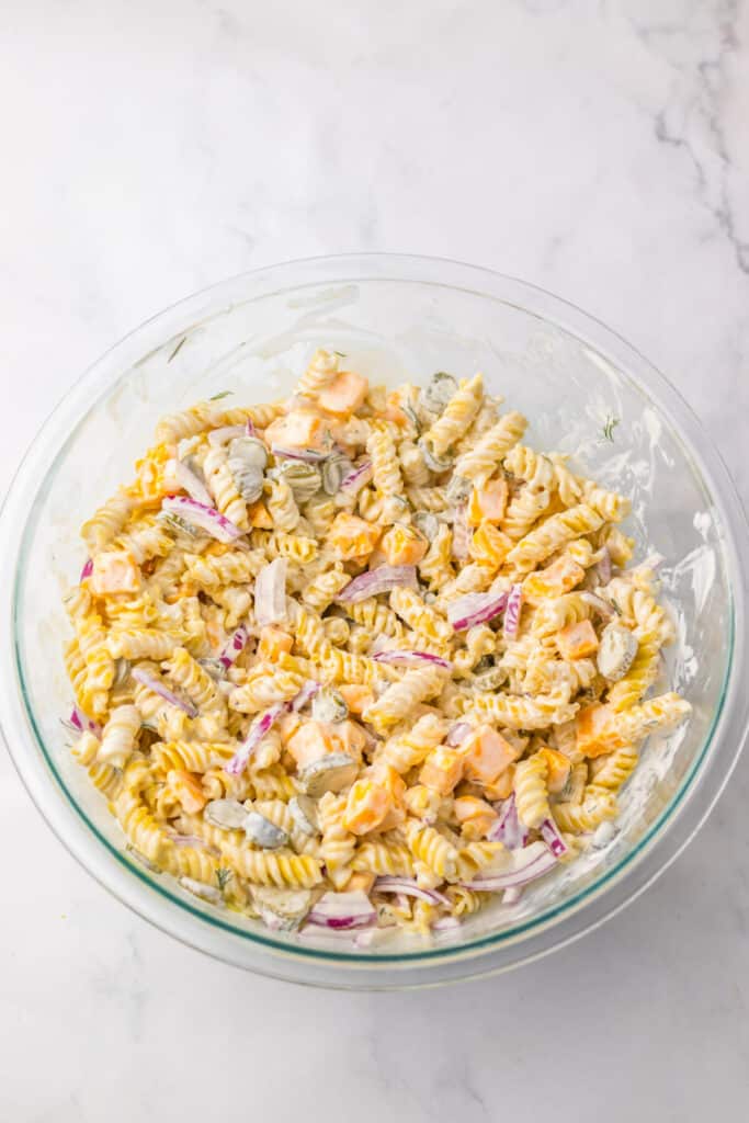 Pickle Pasta Salad mixed