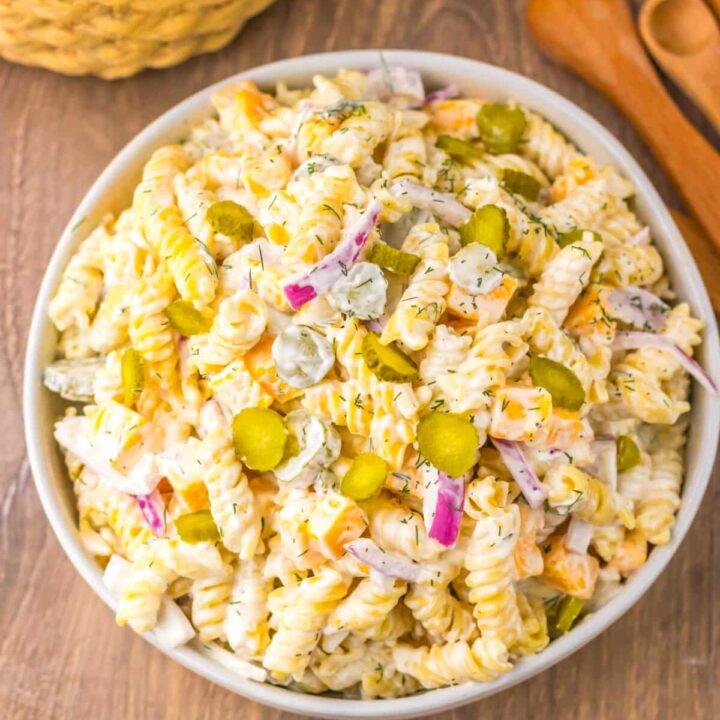 Pickle Pasta Salad plated