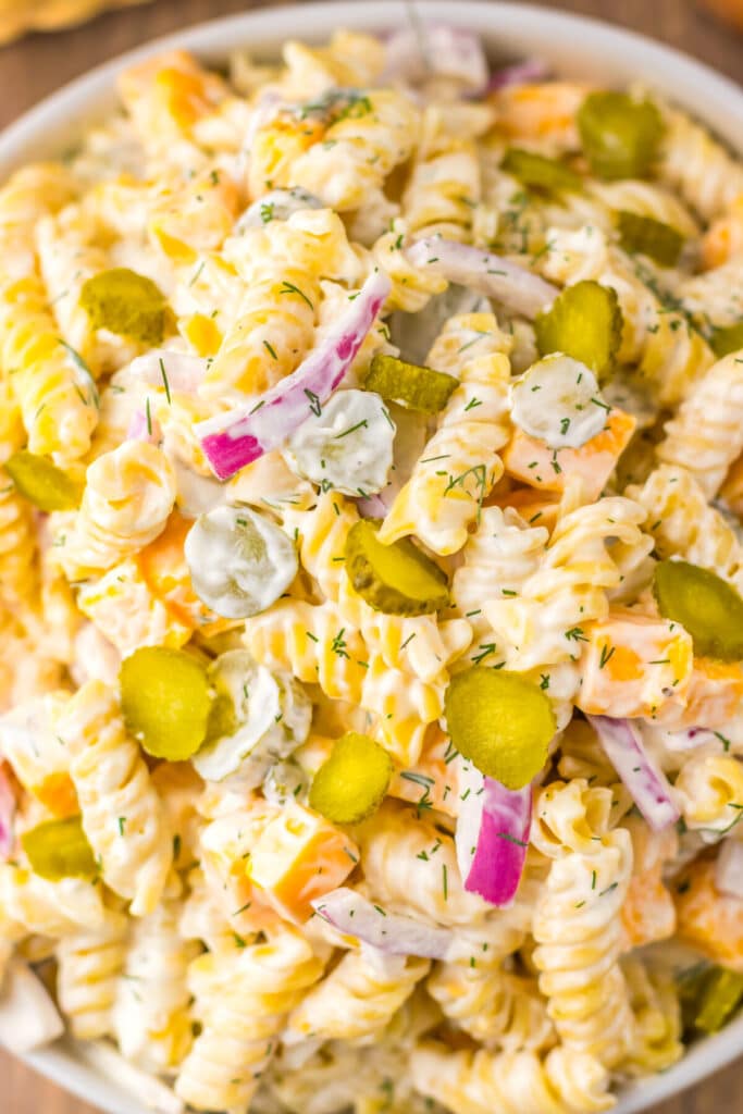 Pickle Pasta Salad plated