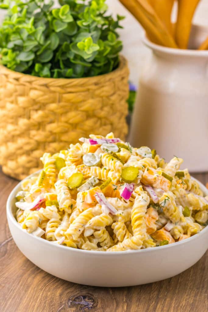 Pickle Pasta Salad plated