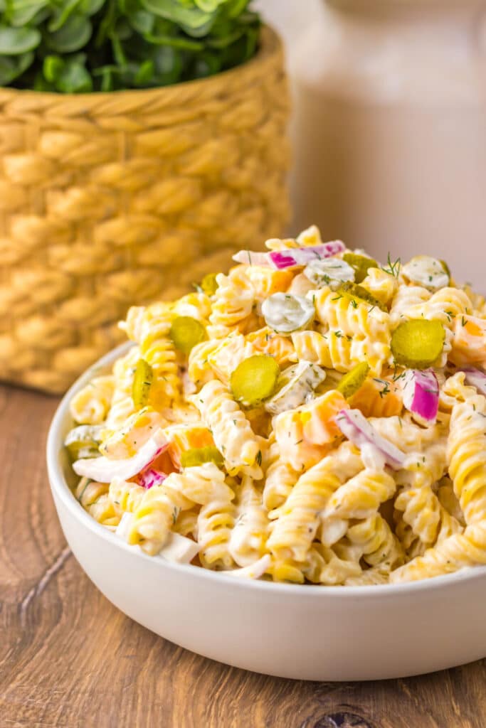 Pickle Pasta Salad plated