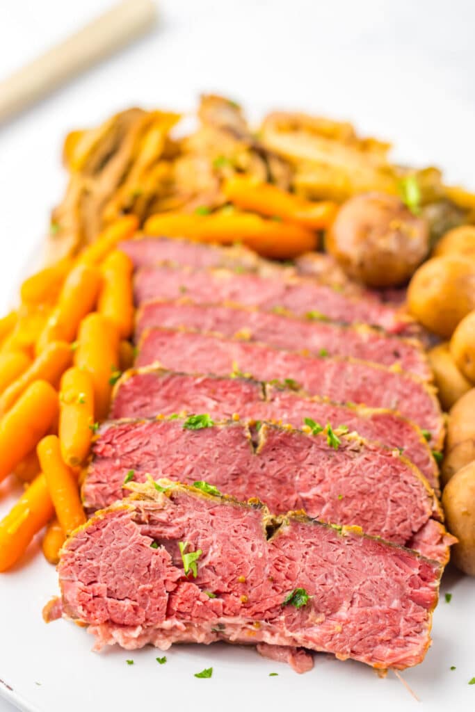 Slow Cooker Corned Beef plated