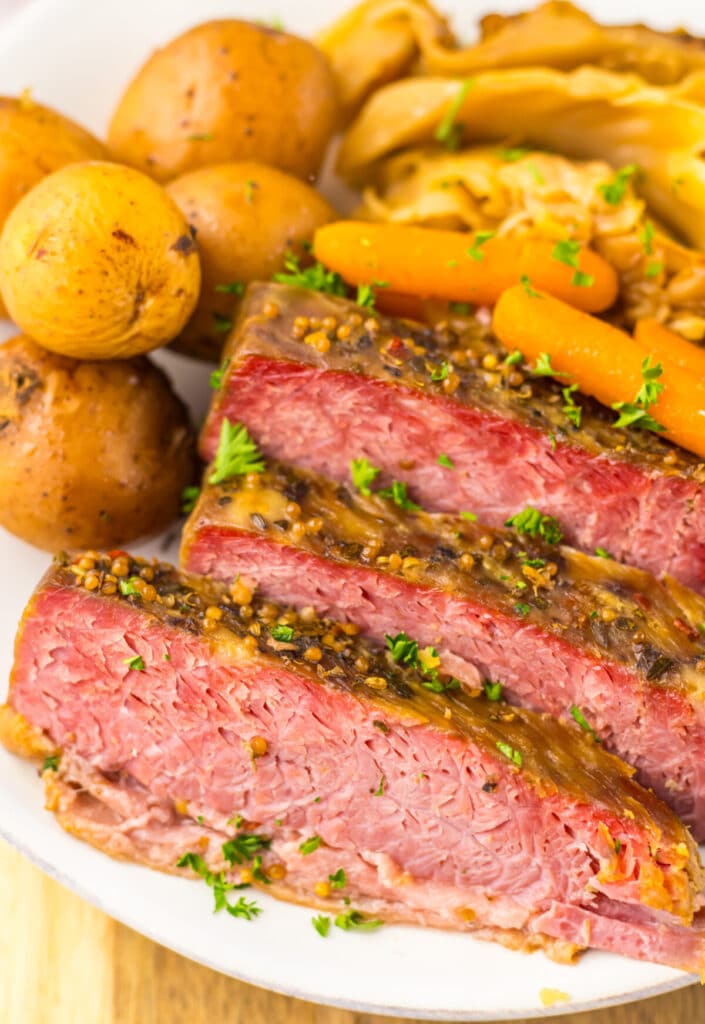 Slow Cooker Corned Beef plated
