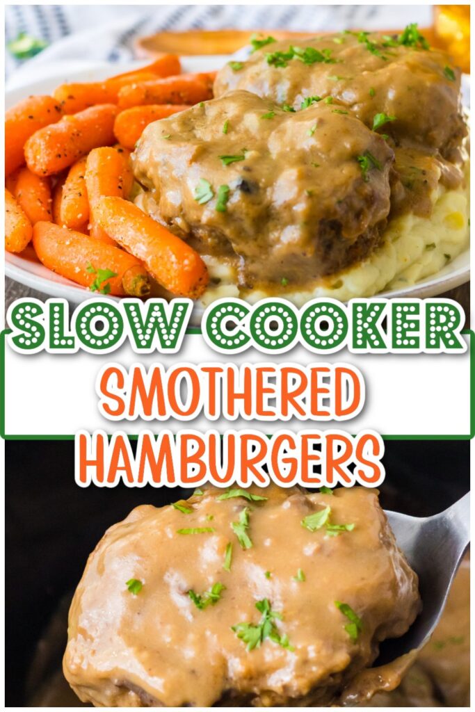 Slow Cooker Smothered Hamburgers pin