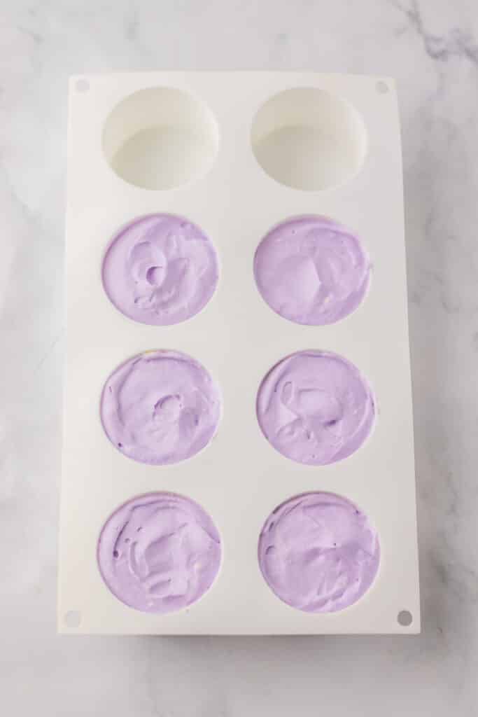No Bake Easter Mini Cheesecakes in mold
