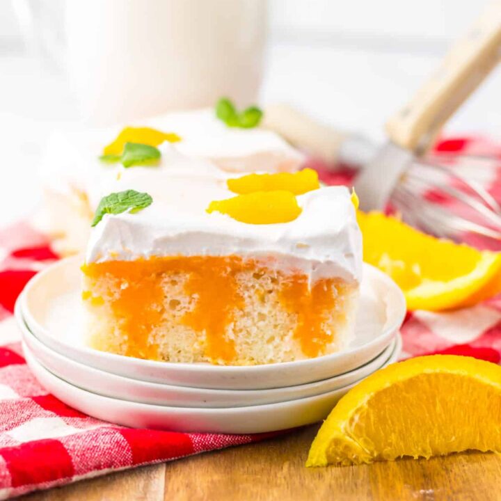 Orange Creamsicle Poke Cake plated