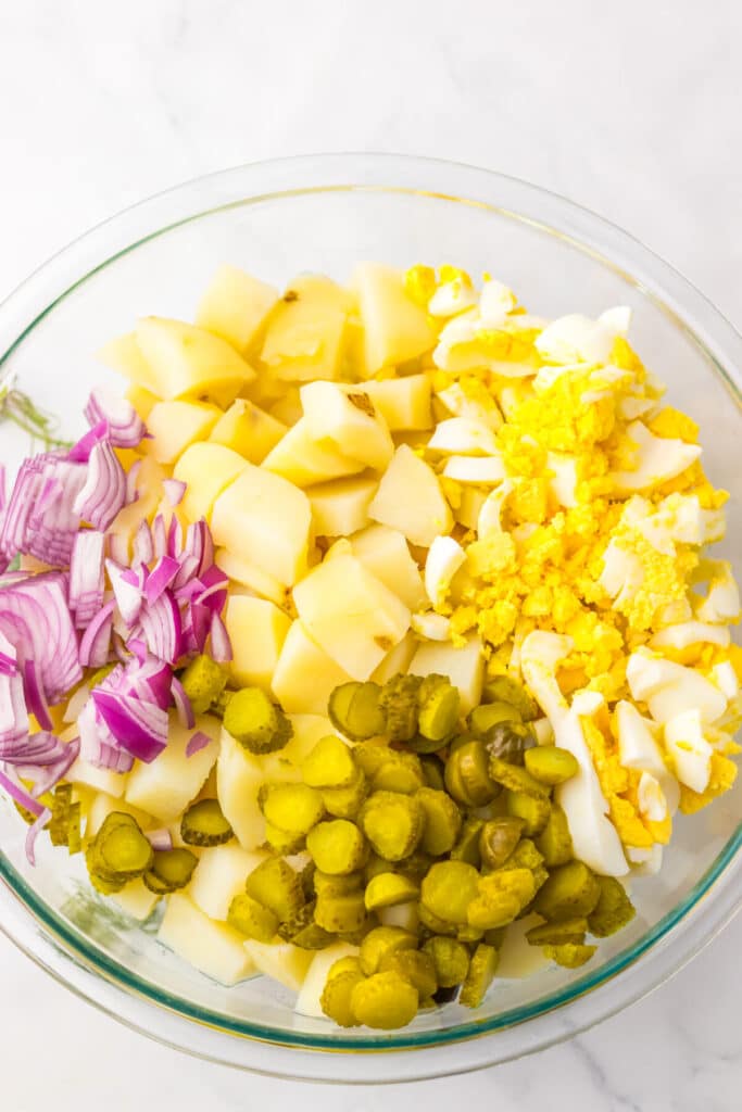 Pickle Potato Salad in bowl