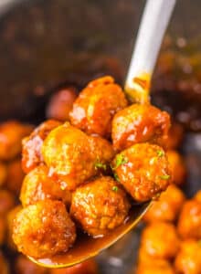 Slow Cooker Dr. Pepper BBQ Meatballs in spoon