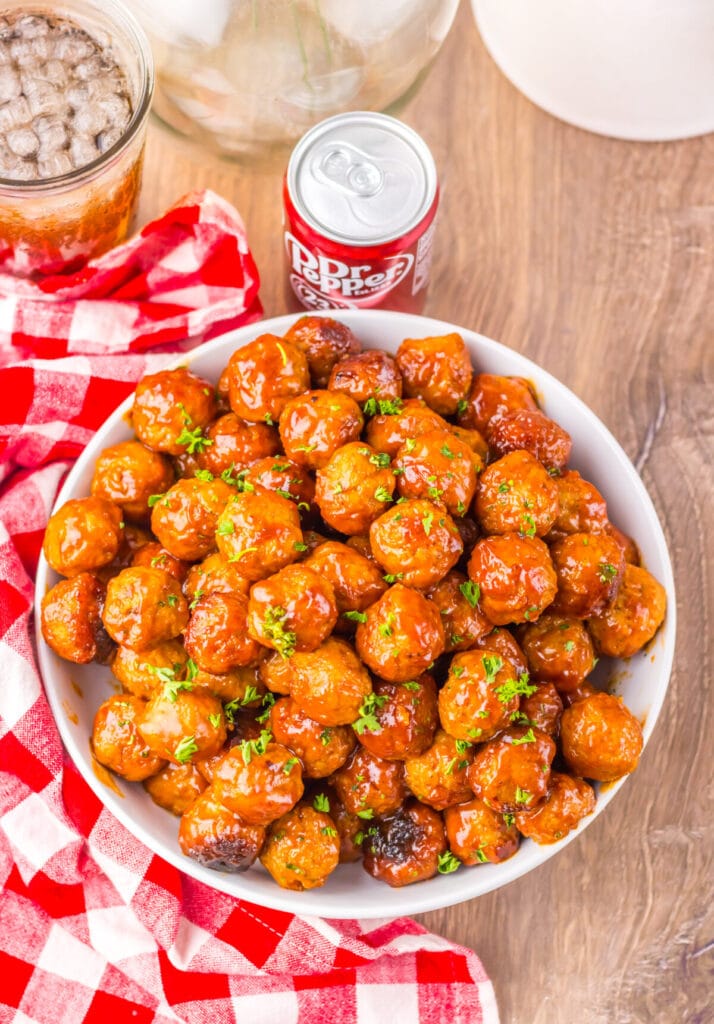 Slow Cooker Dr. Pepper BBQ Meatballs close up