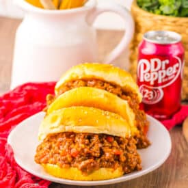 Slow Cooker Dr. Pepper Sloppy Joes plated