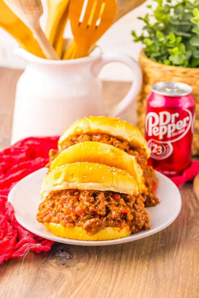 Slow Cooker Dr. Pepper Sloppy Joes plated